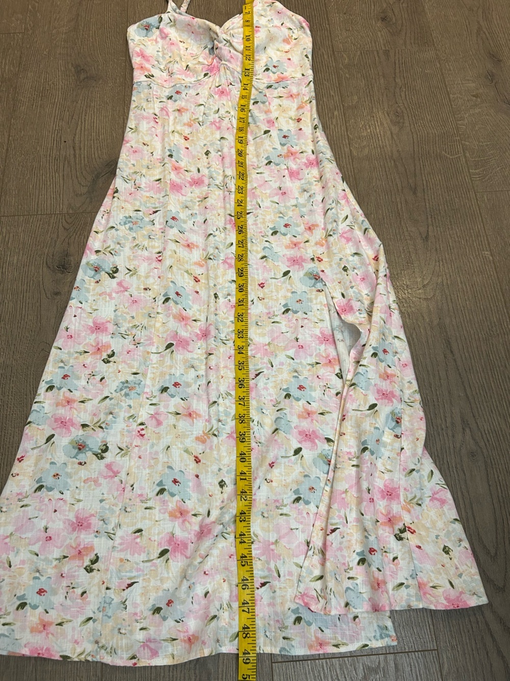 Dex Pastel Floral Twist Front Linen Dress Feminine Fairycore - Picture 10 of 11